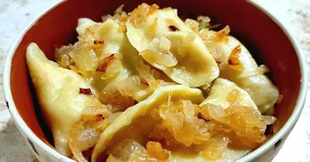 Delicious dumplings with sauerkraut